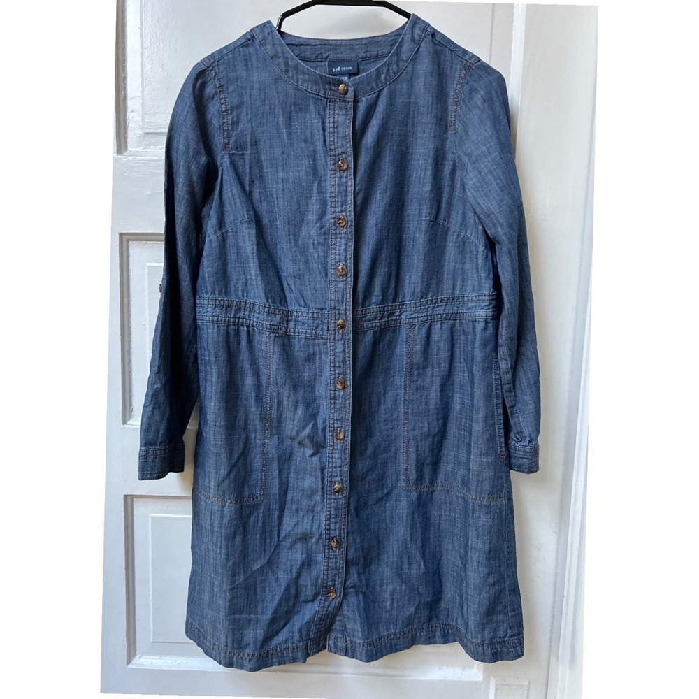 J. Jill Denim Blue Cotton Lyocell Denim Chambray Dress XS Petite